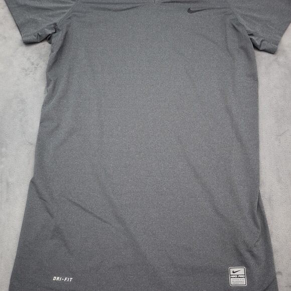 Nike Pro Shirt Womens M Gray Plain Dri Fit V Neck Short Sleeve Pullover Tee - Picture 9 of 15